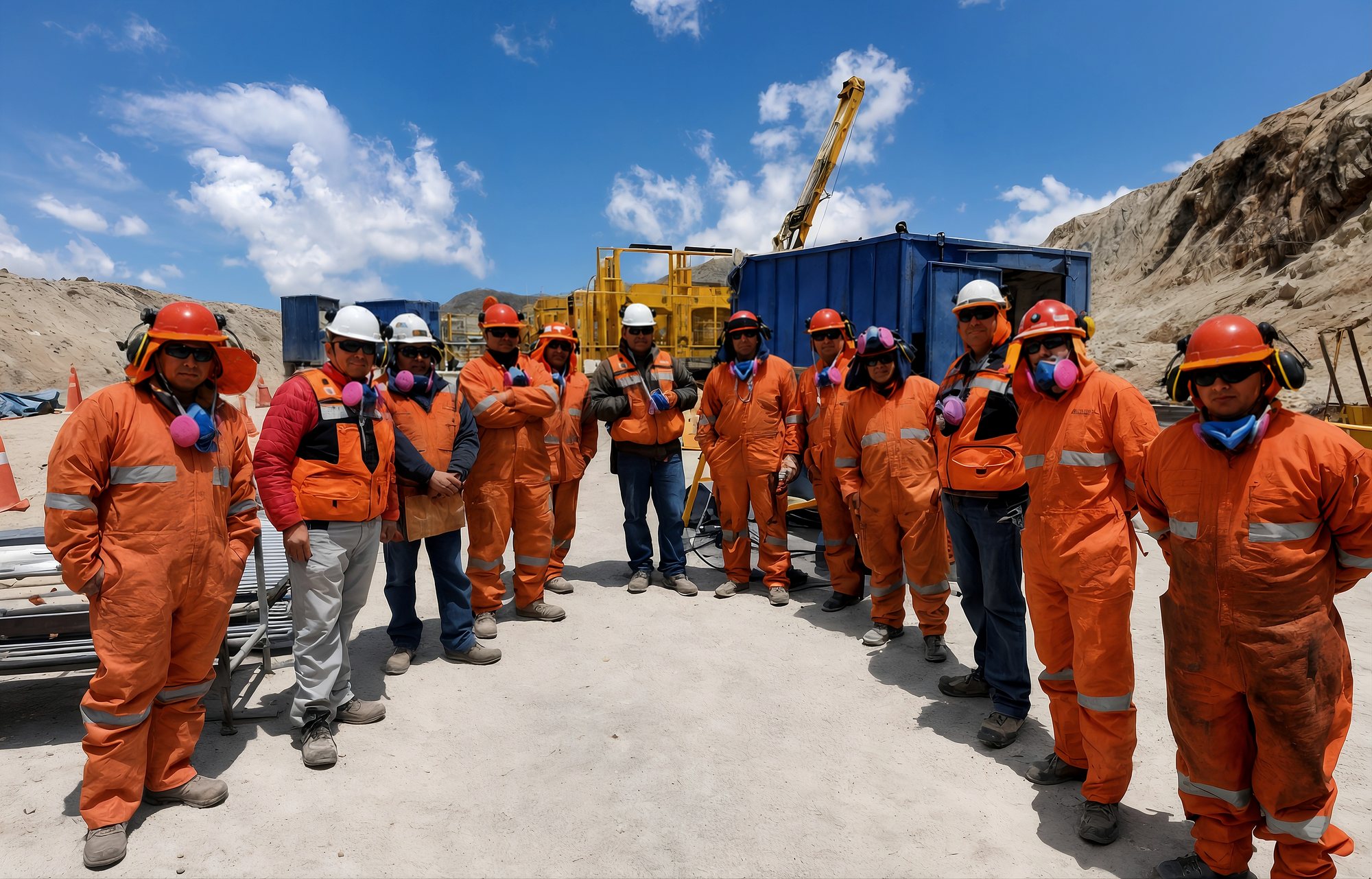 Equipo de trabajo de Geotec en faena