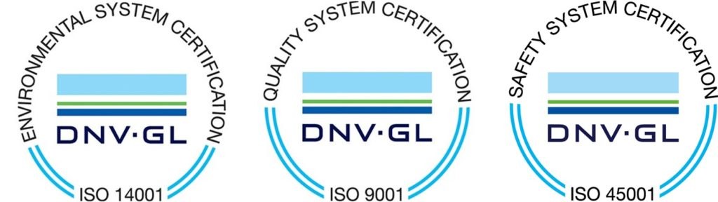 Certificaciones DNV GL: ISO 14001, ISO 9001 e ISO 45001